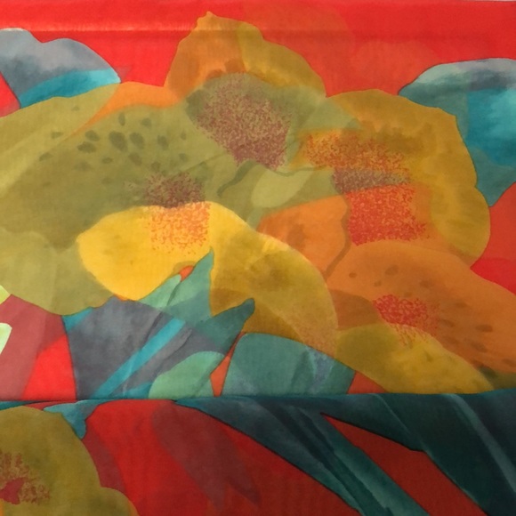 VTG Christian Fischbacher Signature Silk Scarf Stunning Iris Floral Pattern - Picture 9 of 15